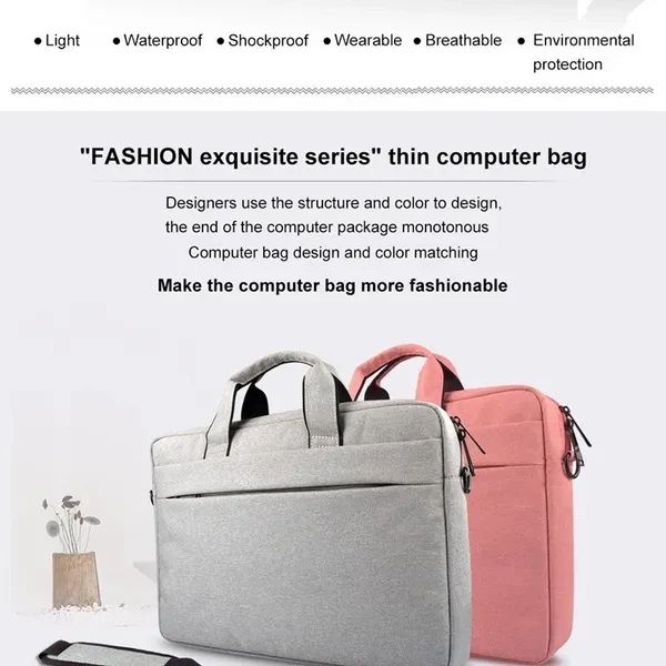 Fashion Light Laptop Bag Single Shoulder Strap Computer Bag Business Briefcase Anti-Scratch Waterproof Fabric Breathable Shockproof Shoulder Strap Removable Computer Bag for MacBook Lenovo Asus HP Sma