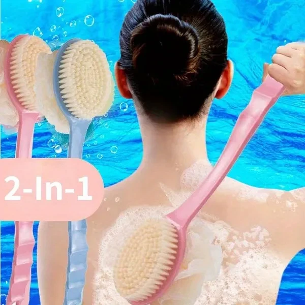 Soft Bristle Bath Brush with Long Handle - Dual-Sided Exfoliating & Massage Body Scrubber for Shower Back Scrubber for Shower Shower Scrubber
