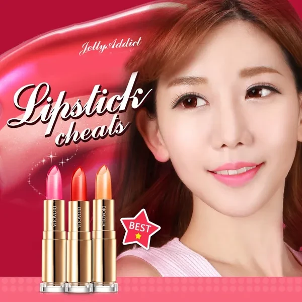 1PC Crystal Jelly Lipstick Flower Long Lasting Color Changeable Lip Gloss Stick Makeup