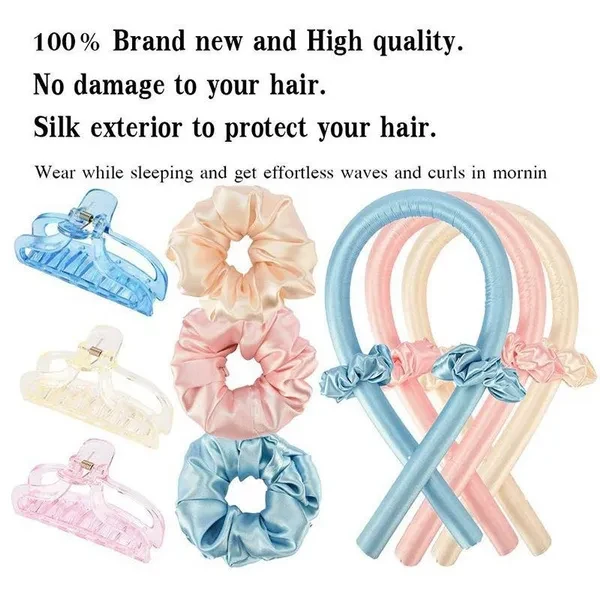 1Set4PCS Heatless Curling Rod Headband No Heat Curls Ribbon Hair curler Sleeping Soft Headband Hair Curlers DIY Hair Styling Tools