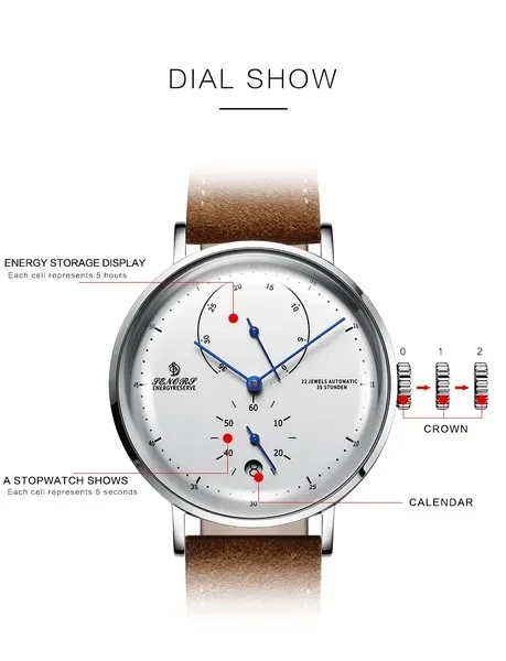 2018 SENORS Mens Watches Top Brand Luxury Automatic Mechanical Watch Casual Leather Sapphire Waterproof Analog Wristwatch Men