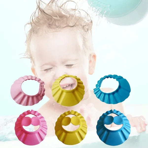 Kids Hair Wash Cap Baby EVA Shampoo Ear Eyes Protective Hat Toddler Bathtub Shower Hats with 4 Adjustable Snap Button JEE