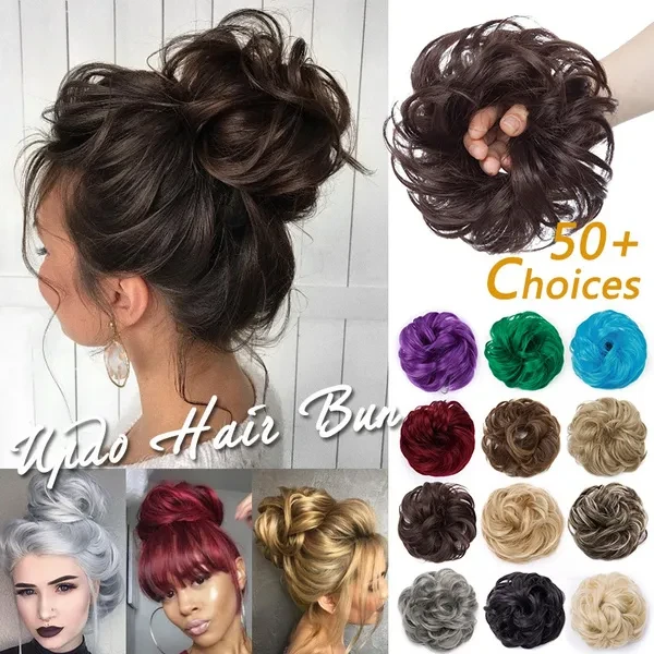 Scrunchy Scrunchie Bun Updo Ponytail Extensions Curly Wavy Messy Bun Hairpiece Donut Hair Chignons