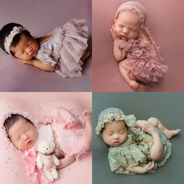 2Pcs/Set Baby Hat+Romper Jumpsuit Newborn Photography Props Infants Photo Shooting Costume Outfits QZW