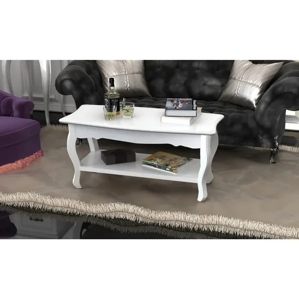 Coffee Table 2 Tiers MDF White Couchtisch Salontafel table basse