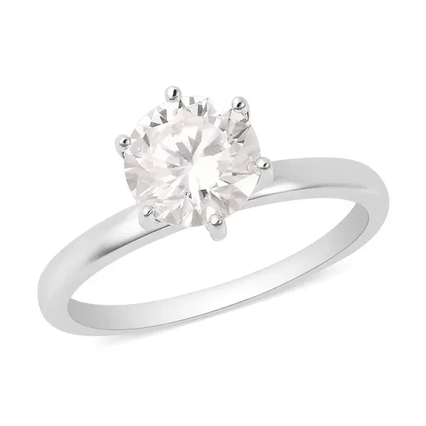 10K Gold Round Moissanite Ring Engagement Jewelry Mothers Day Gifts for Women Ct 1.2
