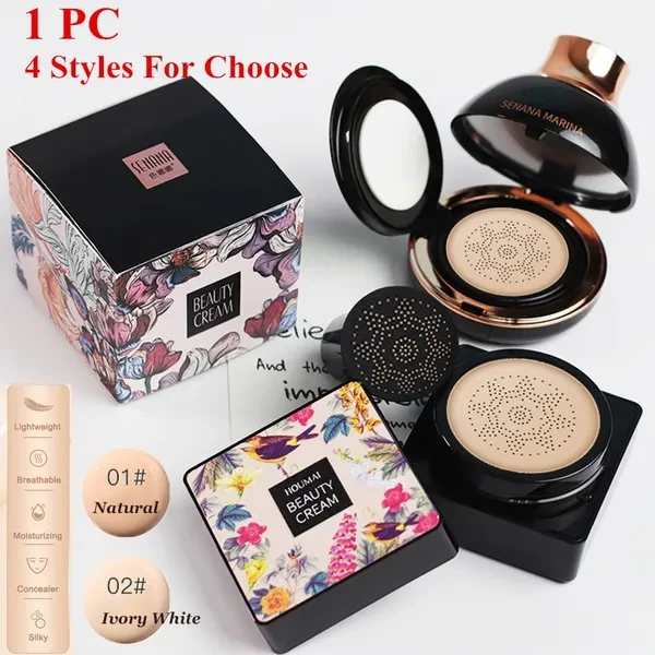 Fashion Waterproof Concealer Brightening Face Makeup Foundation Air Cushion BB Cream With Mushroom Puff Sponge Makeup Primer