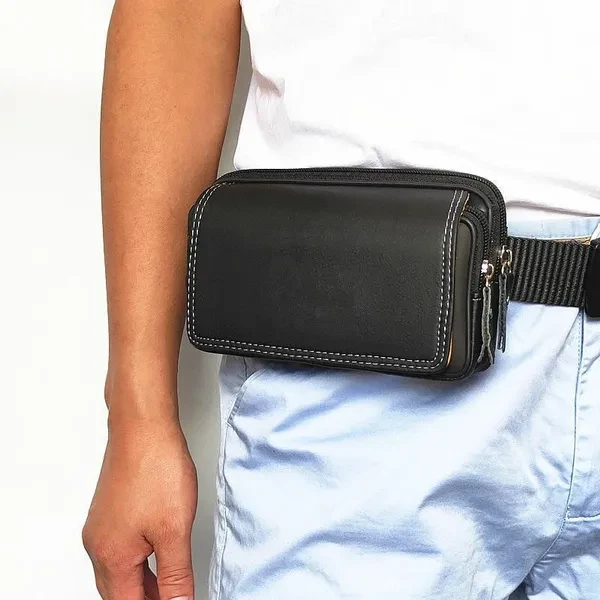 Horizontal Style Fashion Men's Waist Bag Phone Bag Wallet Large Capacity Fanny Pack Waist Pack Bum Bags