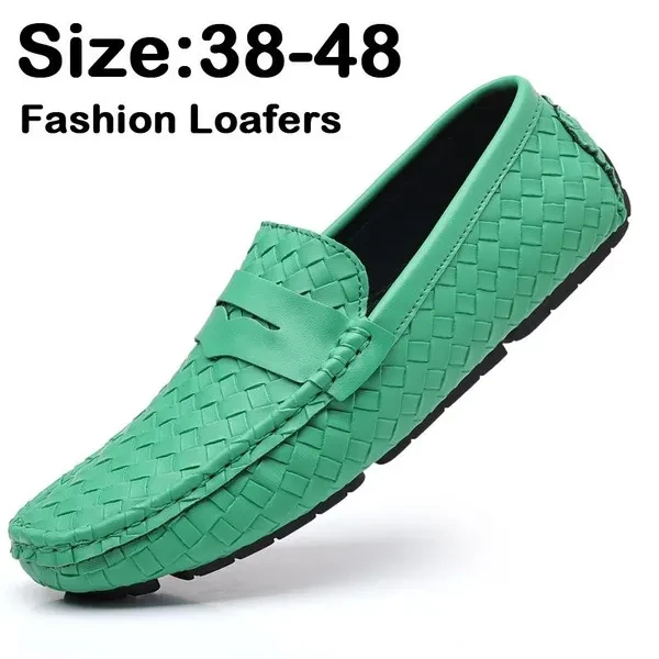 Mens Luxury Brand Leather Casual Shoes High Quality Man Loafers Moccasins Comfortbale Breathable Slip on Driving Shoes Big Size 38-48