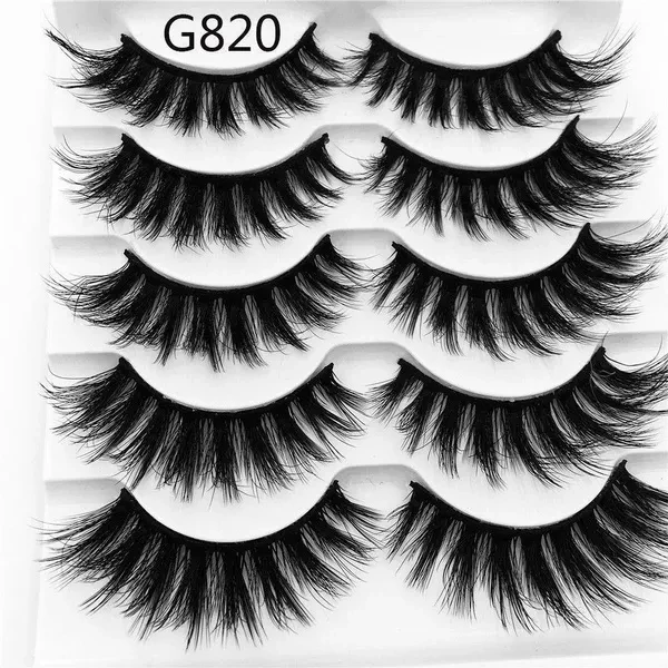 5Pairs Beauty Lady 3D Mink Hair False Eyelashes Thick Wispy Lashes Cross