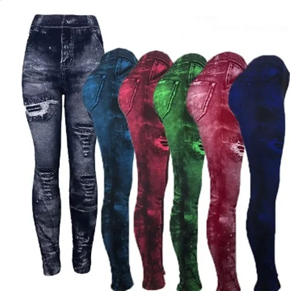 Jeans-like Underpants Female Explosive Multicolored Button-lifting Super-elastic Pants