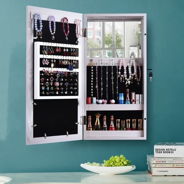 Hanging Wall Mount Photo Display Jewelry Armoire Cabinet Organizer Box
