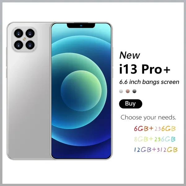 Phone i13 Pro + 6.6inch 5G Octa Core 512GB Smartphone Dual SIM Card 2020 New 4800mAh 16MP Front Camera Dual SIM Card Mobile Mhone