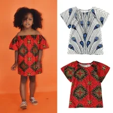 1-6 Years Baby Kid Girls Clothes African Boho Style Printed Off Shoulder Dress Top