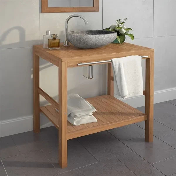 Bathroom Vanity Cabinet Solid Teak 74x45x75 cm Waschtischunterschrank Wastafelonderkast Meuble sous lavabo