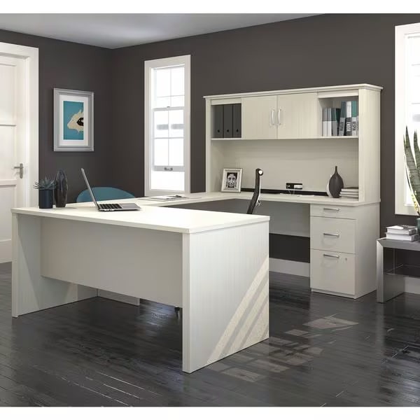 U Shaped Desk U-Shape Desk, 95-1/2" D X 66-1/2" H, 66" W X Bark Gray