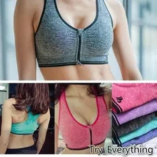 1PC Women's Zip Sports Bra Wirefree Yoga Bras Tank Top Zip Shakeproof High Intensity Push Up