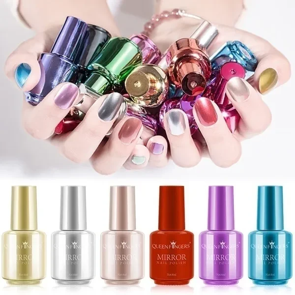 New Fashion 12 Colors Gorgeous Mirror Effect Nail Polish Magic Metallic Lacquer Nail Polish Chrome Nail Art Polish Varnish Nail Polish