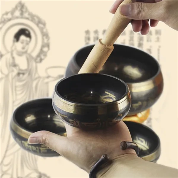 8cm9.5cm11cm11.5cm12.5cm Tibetan Meditation Yoga Singing Bowl Set with Mallet