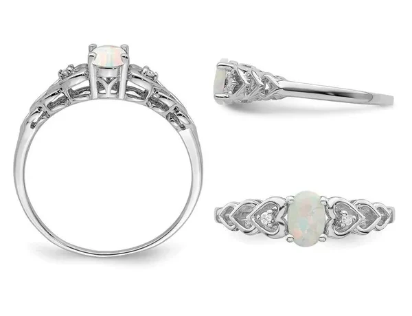 Lab-Created 1/4 Carat (ctw) Opal Sterling Silver Heart Ring