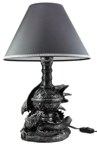 Climbing Gothic Dragon Desktop Table Lamp Statue Decor With Shade 19H