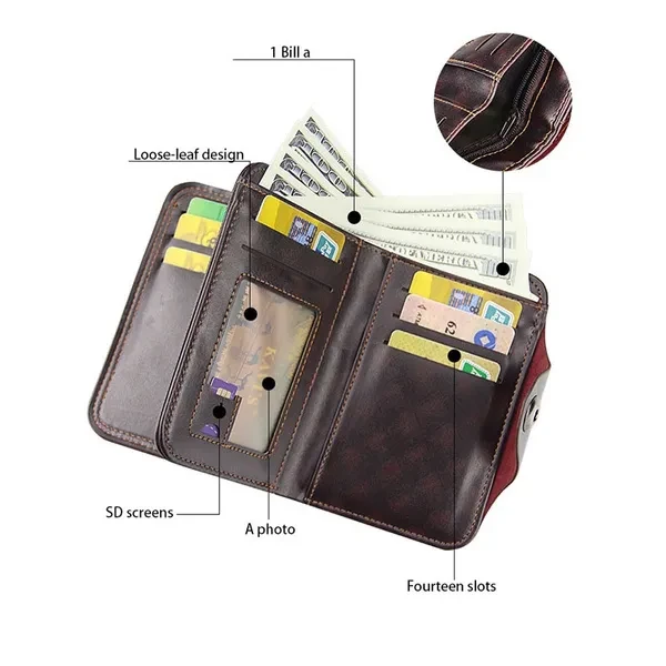 Fashion Men's Genuine Leather Wallets Vintage Business ID Credit Card Money Holder Wallet Coin Purses