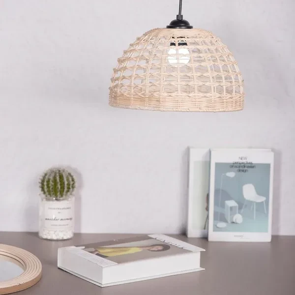Rattans-Woven Lampshade Pendant Lamp Chandeliers Cover Hand-made Lamp Shade Pendant Light Lampshades for Living-room JEF
