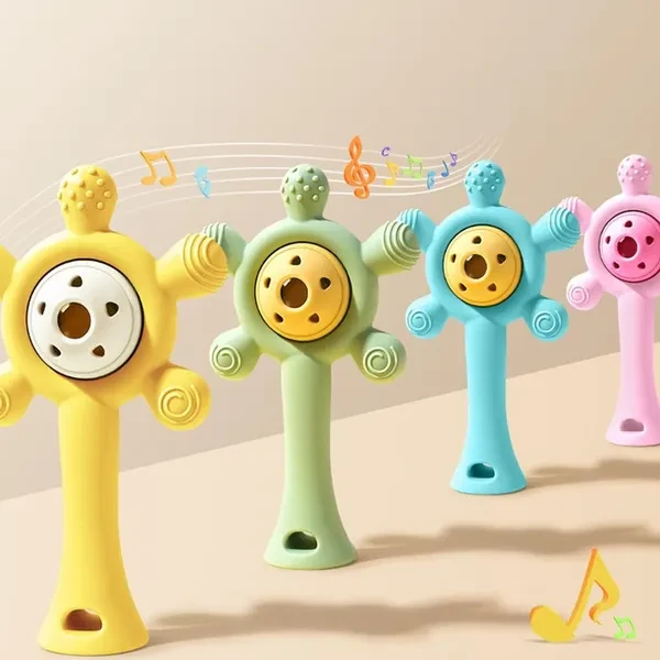 Silicone Teething Rattle Toy Baby Teether Early Educational Sensory Soothing Toy Infant Teether Toy Baby Toy