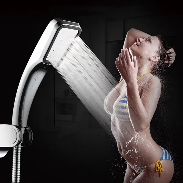 30% Water Saving High Pressure Boost Shower Head 300 Holes Panel Powerful Shower Head ABS Plating Hand Hold Bathroom Shower Head