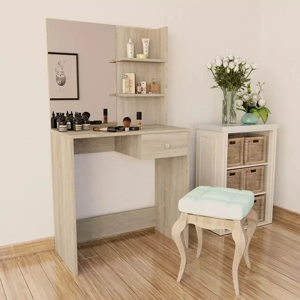 Dressing Table Chipboard 75x40x141 cm Oak Schminktisch Kaptafel Coiffeuse