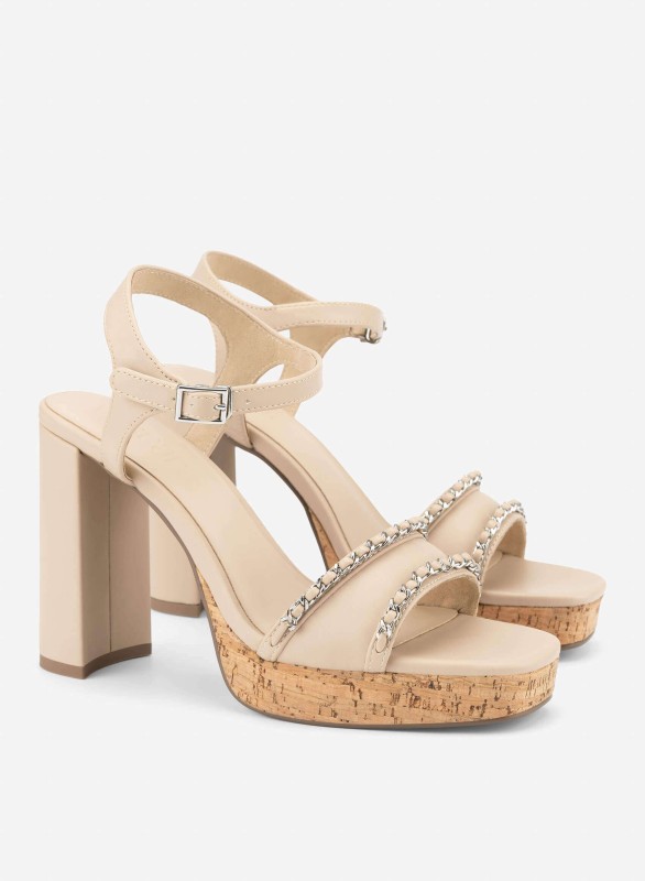 Product Details Item code 1010PUM0814 Item type Sandals Heel Shapes Block Heel Heel Height 11 cm Toe Shape Open ToeSquared Toe Material PU Matte Chain Strap Platform Sandals - PUM 0814 - Beige