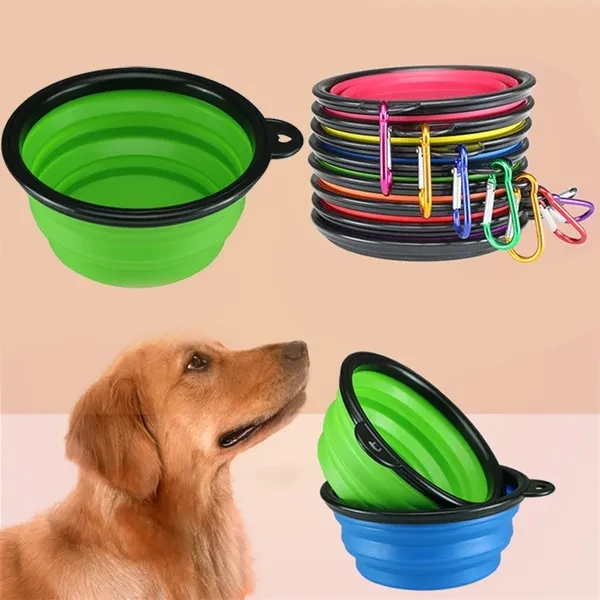 350ML Pet Products Silicone Bowl Pet Folding Portable Dog Bowls Wholesale for Food The Dog Drinking Water Bowl Pet Bowls with Carabiner